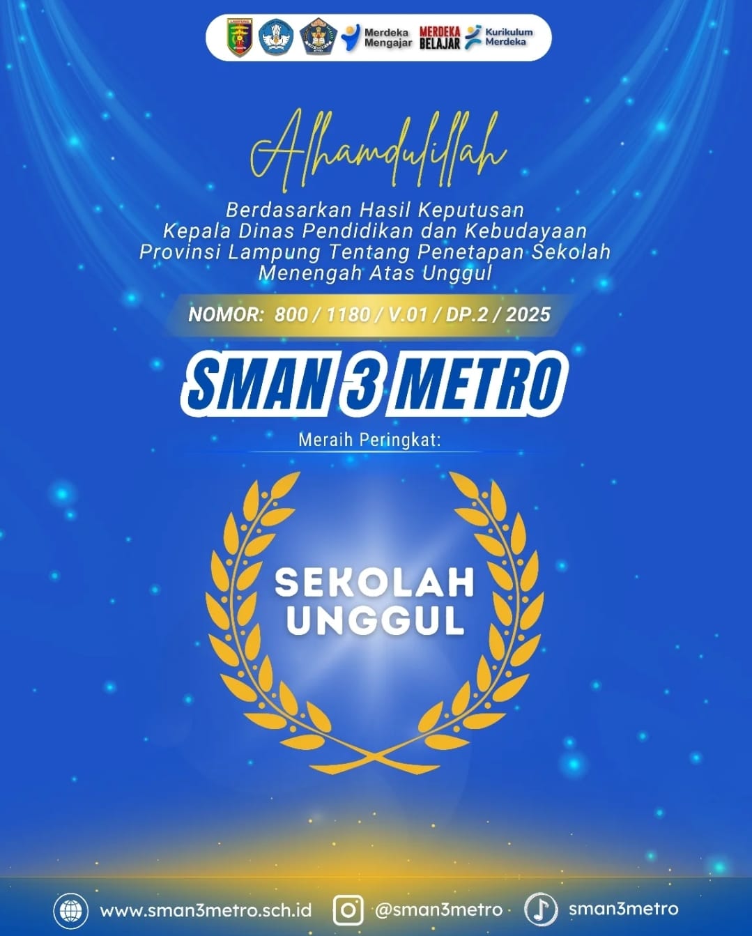 SMAN 3 METRO JAGA PRIDIKAT SEKOLAH UNGGULAN DENGAN TINGKATKAN KUALITAS PENGAJAR