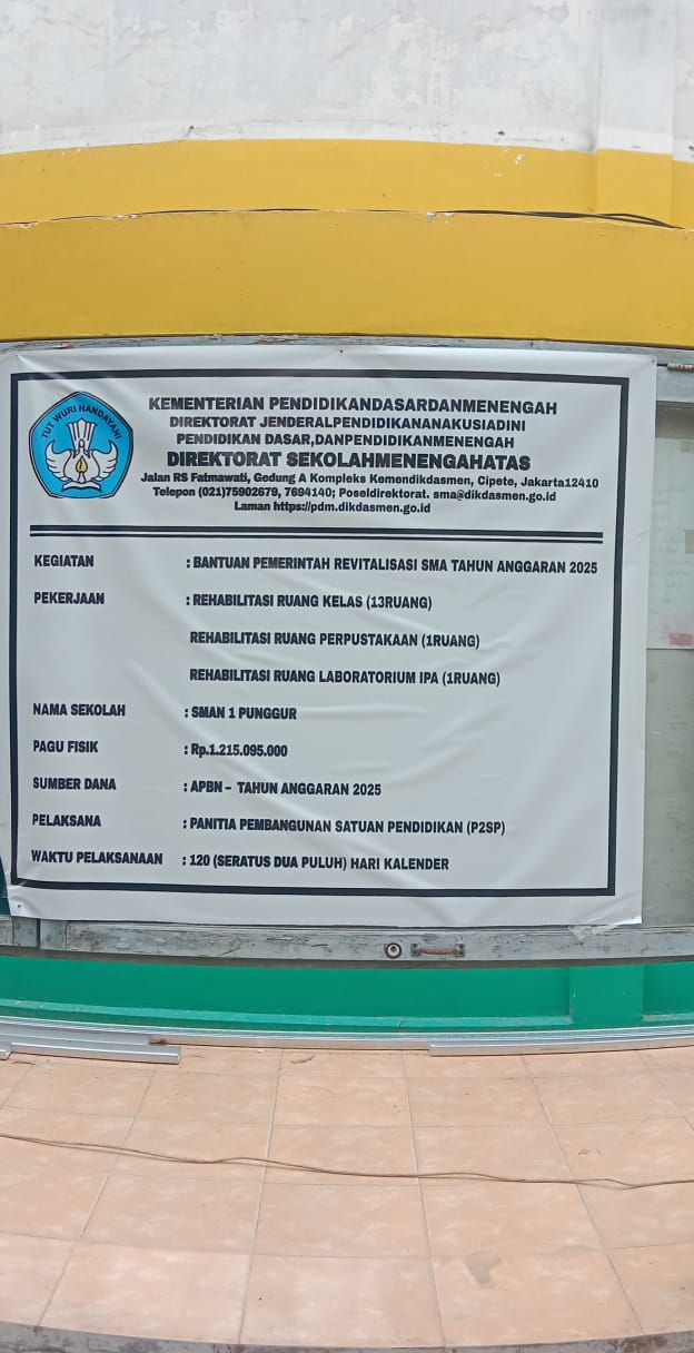 PROYEK REVITALISASI SMAN 1 PUNGGUR DIDUGA TIDAK SESUAI PERENCANAAN (RAP)