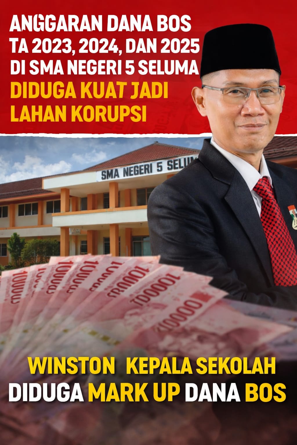 ANGGARAN DANA BOS TA 2023, 2024, DAN 2025 DI SMA NEGERI 5 SELUMA DIDUGA KUAT JADI LAHAN KORUPSI