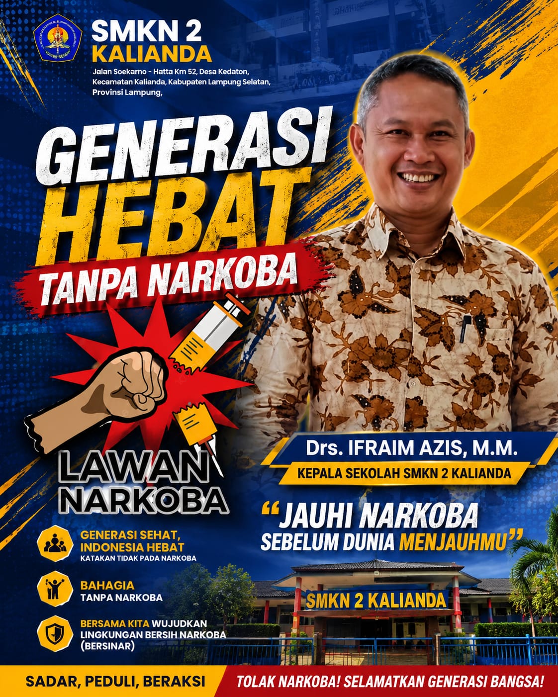 SMKN 2 KALIANDA, yang beralamat di Jalan Soekarno – Hatta Km 52, Desa Kedaton, Kecamatan Kalianda, Kabupaten Lampung Selatan, Provinsi Lampung