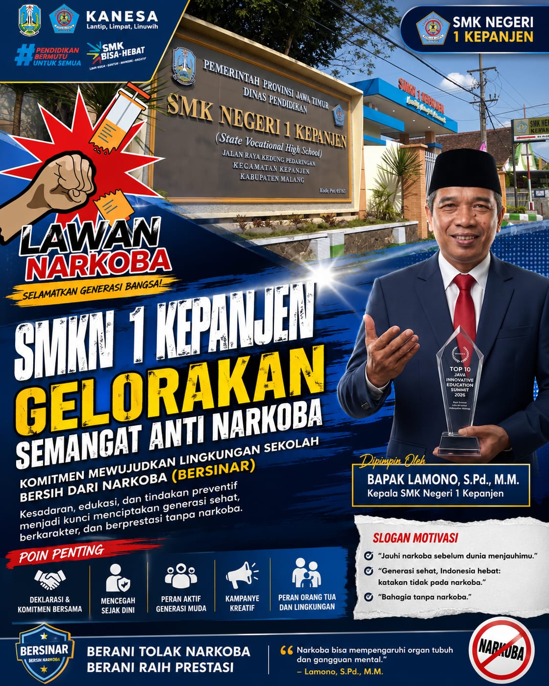 SMK NEGERI 1 KEPANJENJalan Raya Kedung Pedaringan, Kecamatan Kepanjen, Kabupaten Malang, Provinsi Jawa Timur