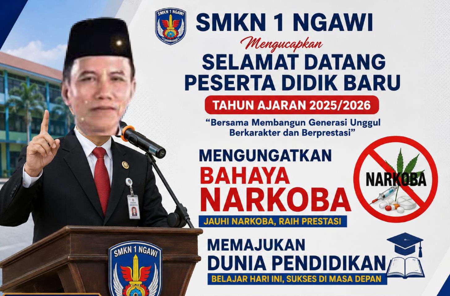 Kepala SMKN 1 Ngawi Nur Zaenuri, M.Pd.I Tegaskan Bahaya Narkoba dan Berkomitmen Majukan Pendidikan di Tahun Ajaran 2026/2027