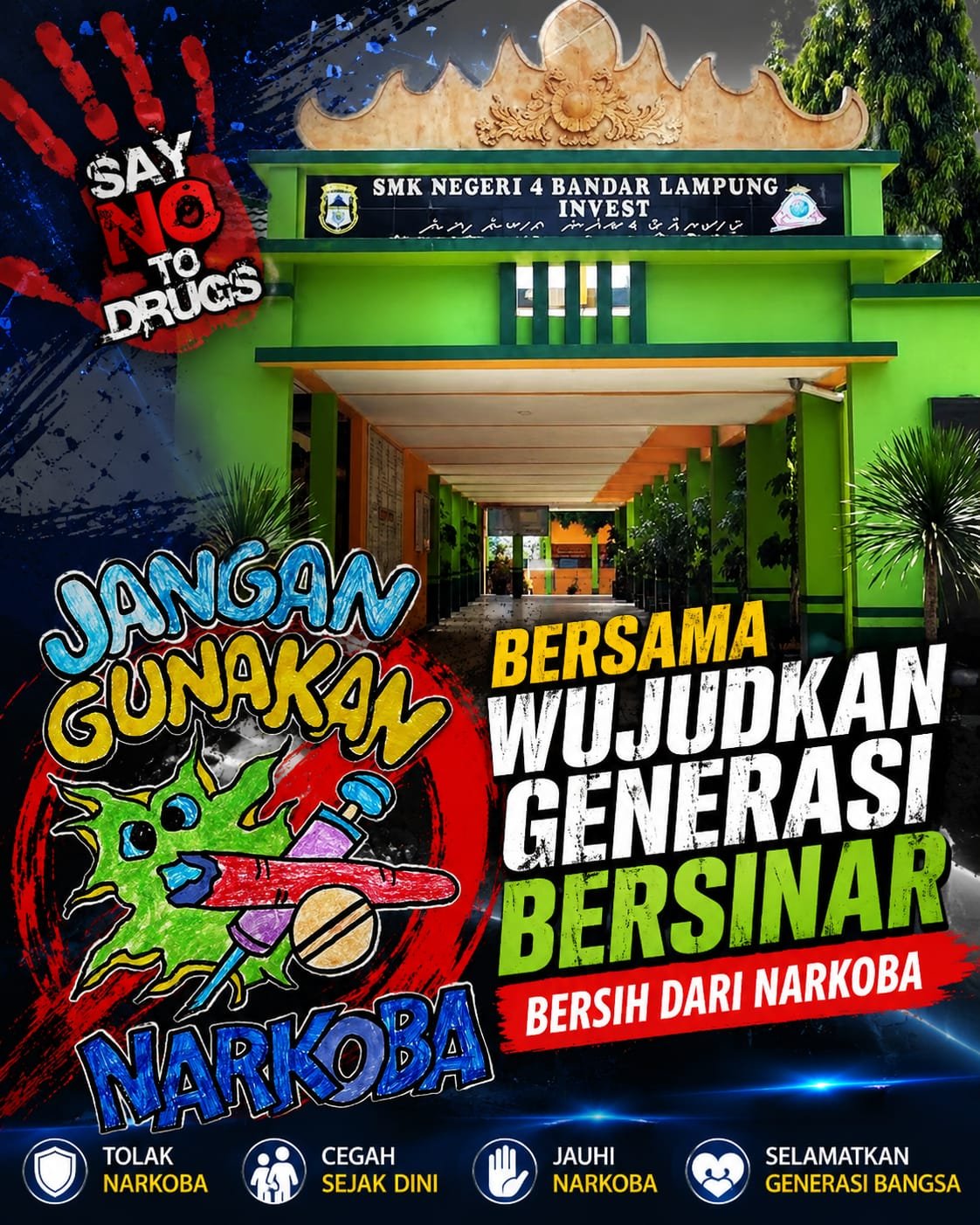 SMKN 4 BANDAR LAMPUNG, YANG BERALAMAT DI JALAN H.O.S. COKROAMINOTO NOMOR 102, KELURAHAN ENGGAL, KECAMATAN ENGGAL, KOTA BANDAR LAMPUNG, PROVINSI LAMPUNG