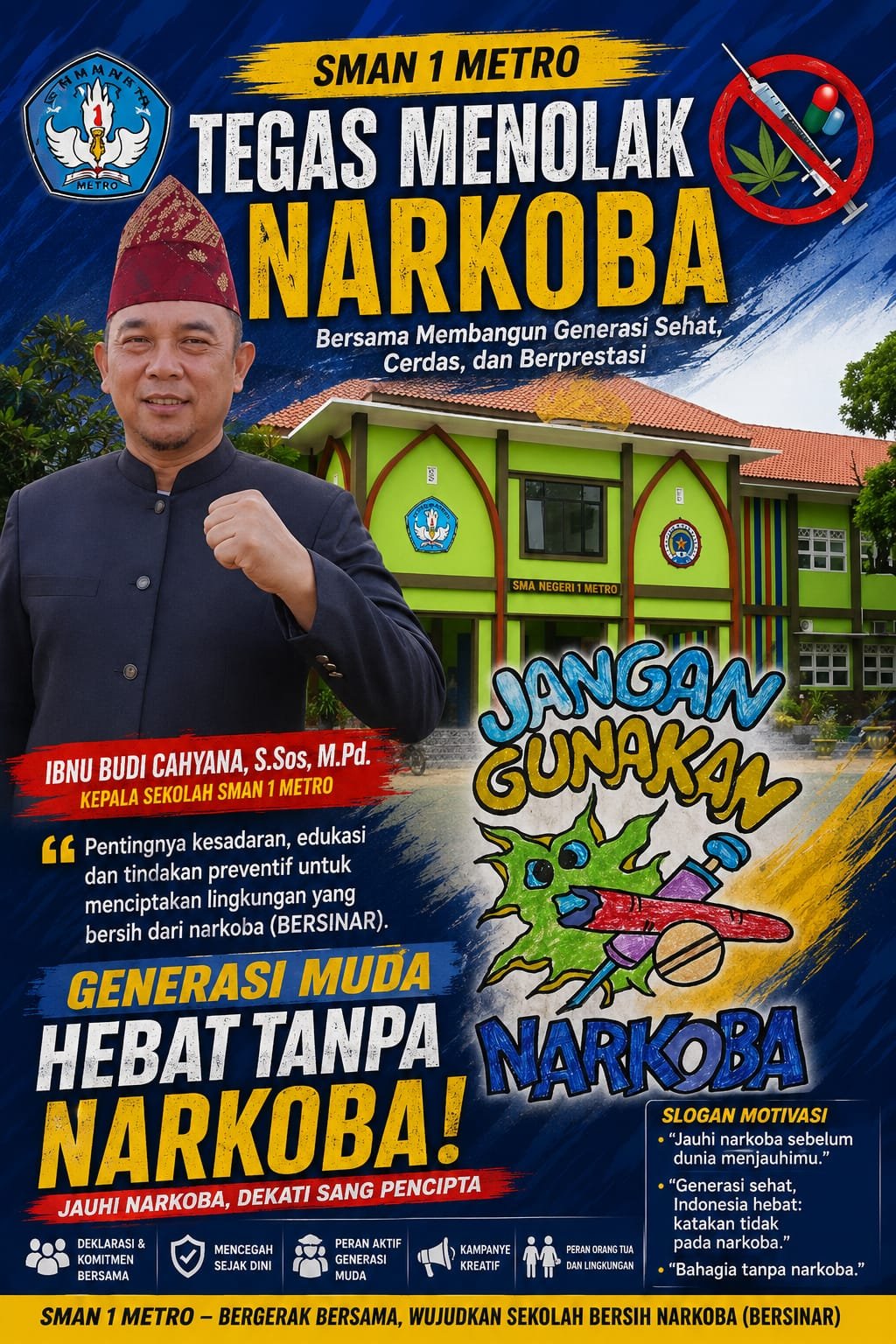 SMAN 1 METRO yang beralamat di Jalan A.H. Nasution No. 222, Yosodadi, Kecamatan Metro Timur, Kota Metro, Provinsi Lampung