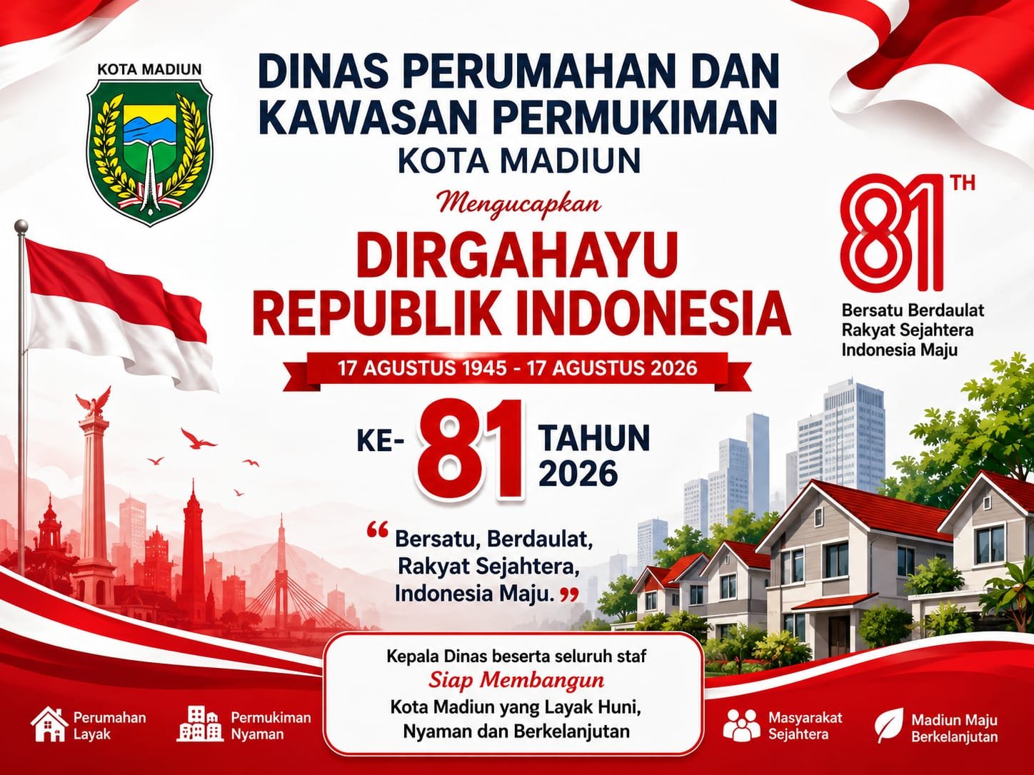 Dinas Perumahan dan Kawasan Permukiman Kota Madiun Ucapkan Dirgahayu RI ke-81
